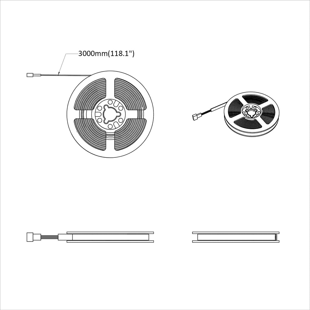 LED Strip 4 pcs Black and Transparent 300 cm Copper and Plastic