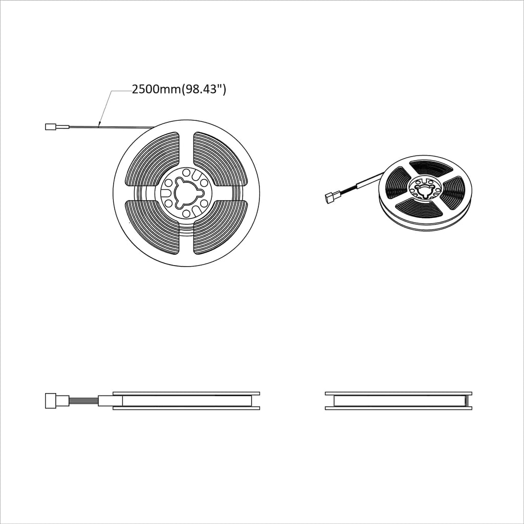 LED Strip 4 pcs Black and Transparent 250 cm Copper and Plastic
