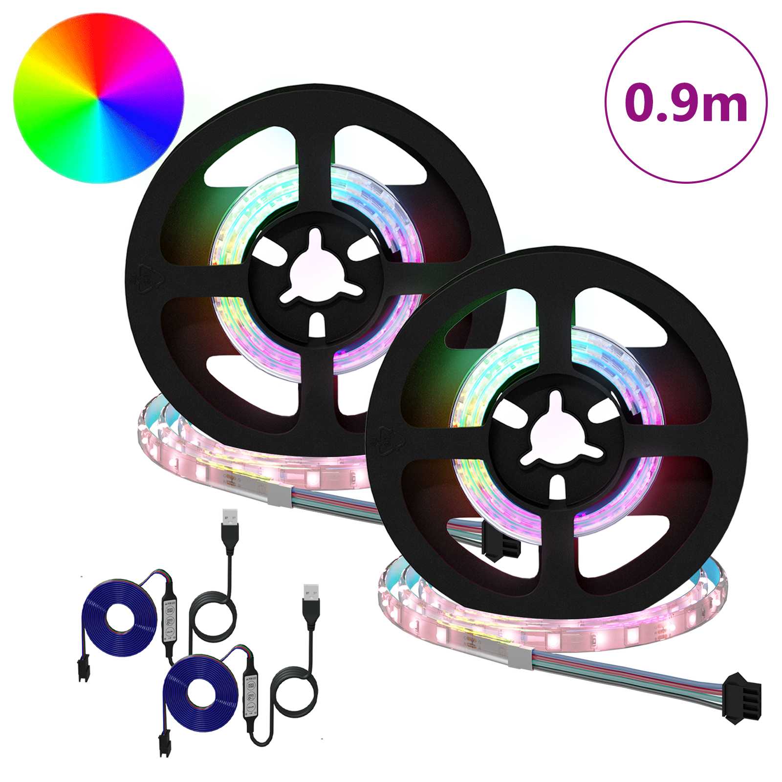 LED Strip 4 pcs Black and Transparent 45 x 0.8 x 0.3 cm