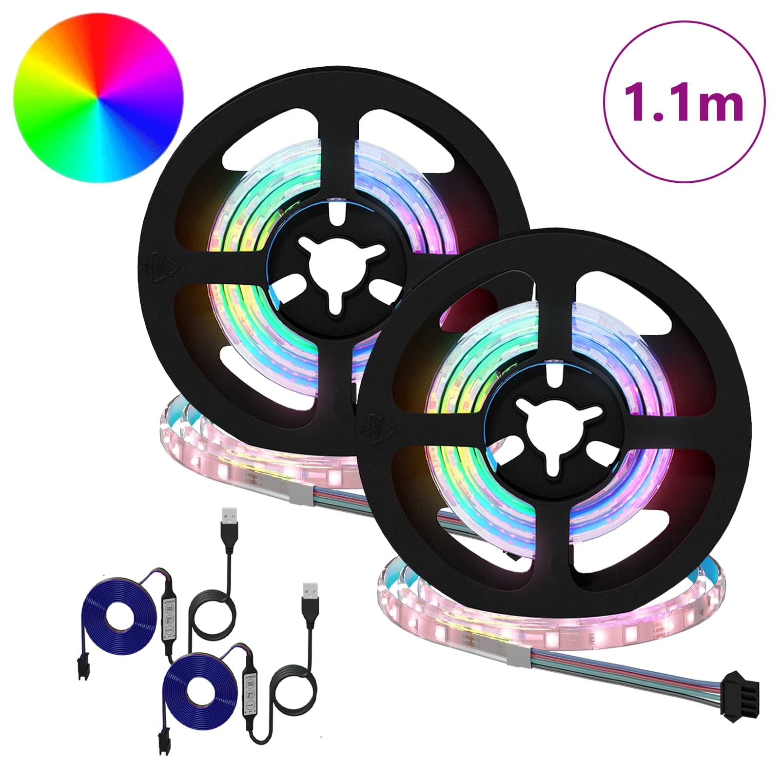 LED Strip 4 pcs Black and Transparent 55 x 0.8 x 0.3 cm