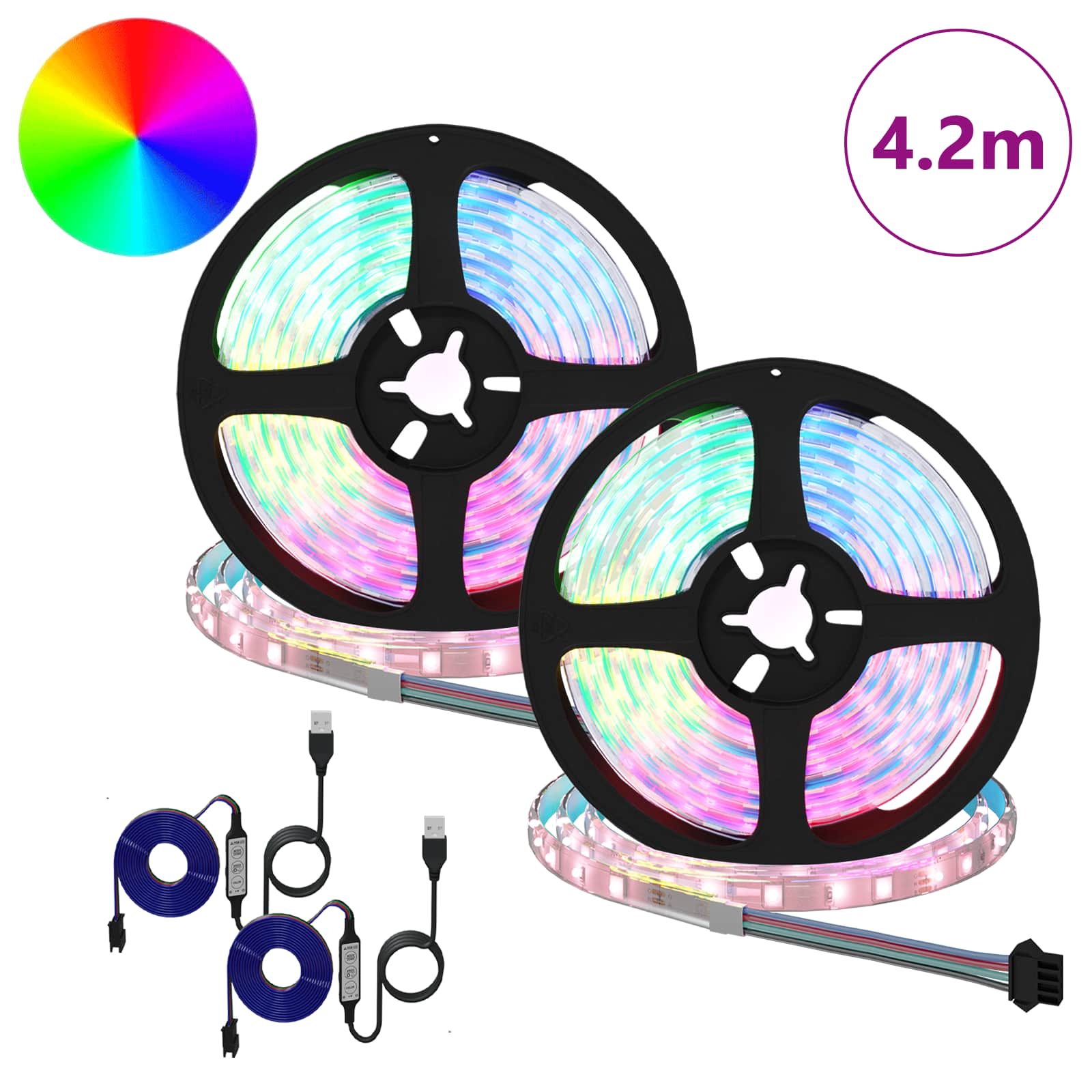 LED Strip 4 pcs Black and Transparent 210 x 0.8 x 0.3 cm