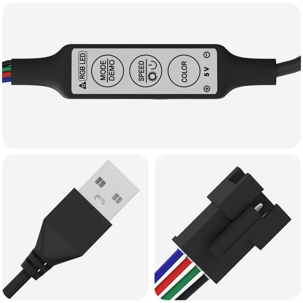 LED Strip 4 pcs Black and Transparent 95 x 0.8 x 0.3 cm