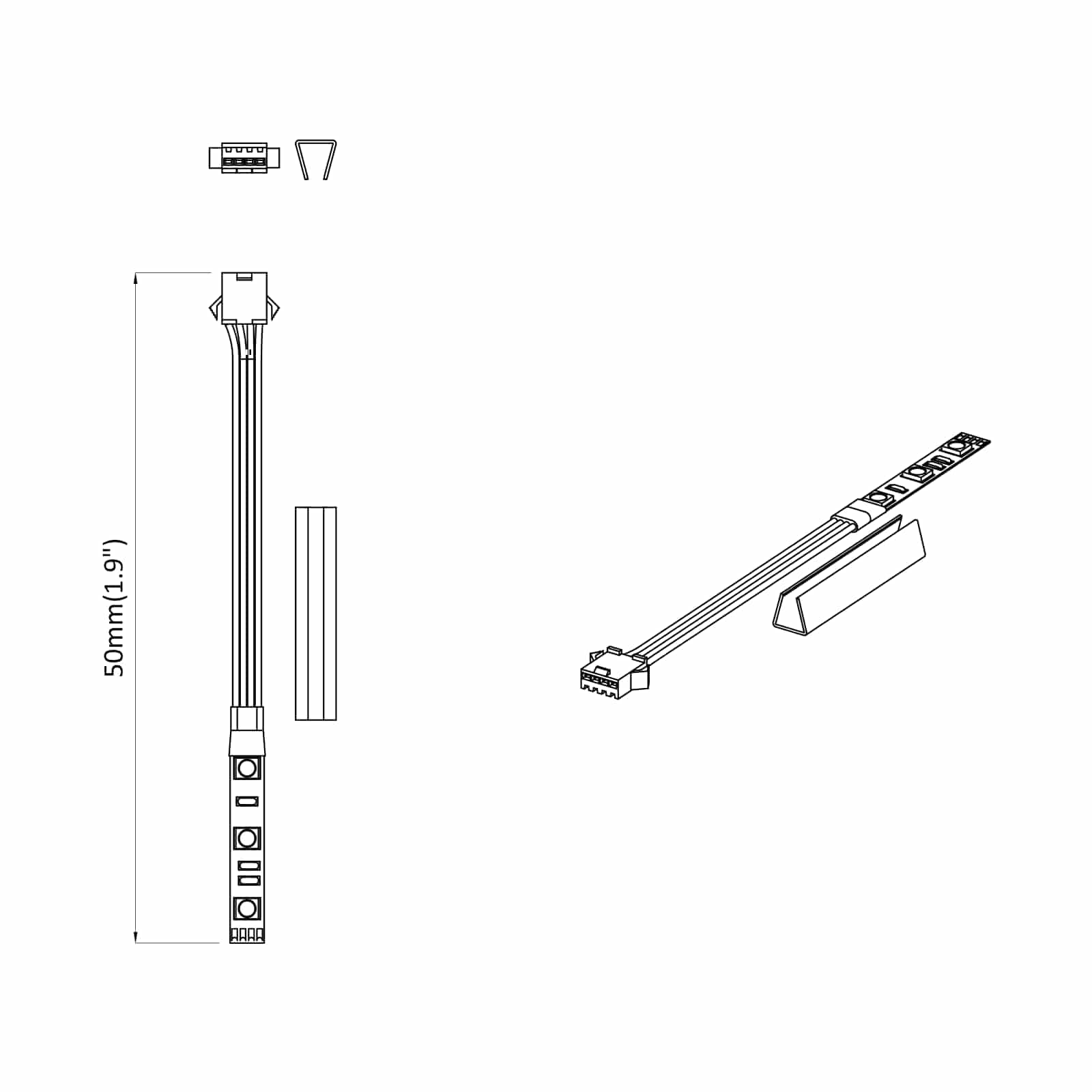 LED Strip 4 pcs Black and White 150 cm Copper and Plastic