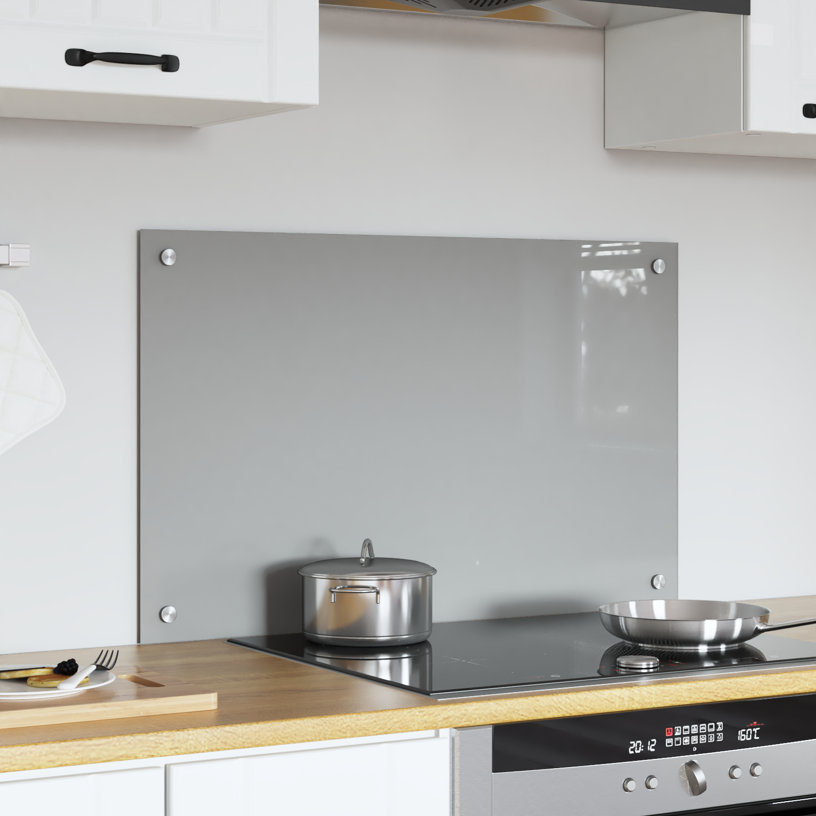Kitchen Backsplash Light grey 80 x 50 x 0.6 cm Tempered Glass