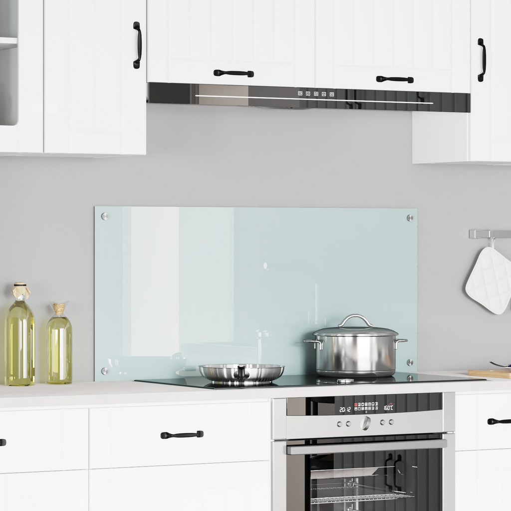 Kitchen Backsplash White 110 x 50 x 0.6 cm Tempered Glass